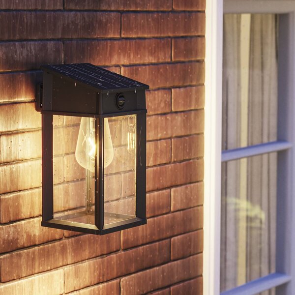 Philips Applique da esterno a LED solare Geri UE Sensore, angolare, IP44, Nero, Metallo, Lampada solare da esterni