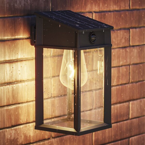 Philips Applique da esterno a LED solare Geri UE Sensore, angolare, IP44, Nero, Metallo, Lampada solare da esterni