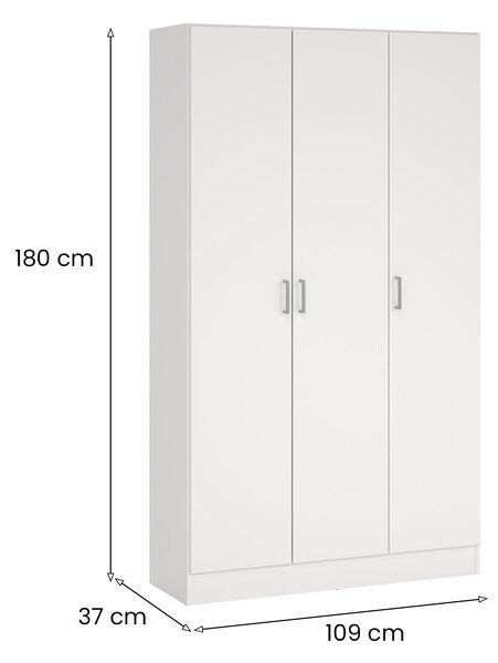 Armadio bianco 3 ante salvaspazio 109x180h cm - Ranuncolo