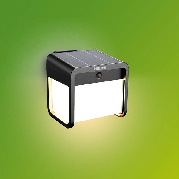 Philips Ezra UE, applique da esterno a LED, plastica, IP44, Nero, Plastica, Moderno, Lampada solare da esterni