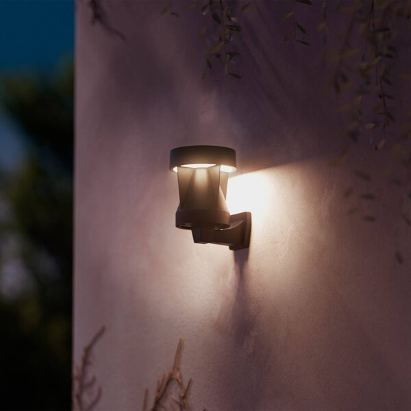 Philips Applique da esterno LED Avery, nero, IP44 Avery, Nero, Plastica, Lampada solare da esterni
