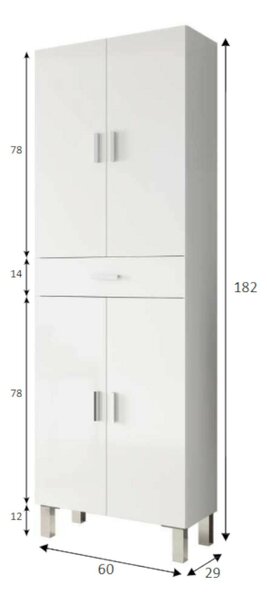 Armadio bianco lucido bagno 60x182h cm - Amiga