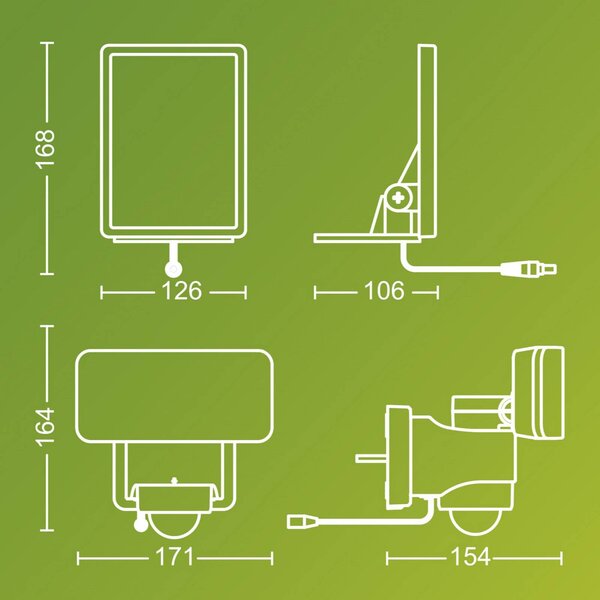 Philips Faretto da esterno a LED Tylus, bianco, 5.000 K, sensore Tylus, Bianco / Opale, Plastica, Lampada solare da esterni