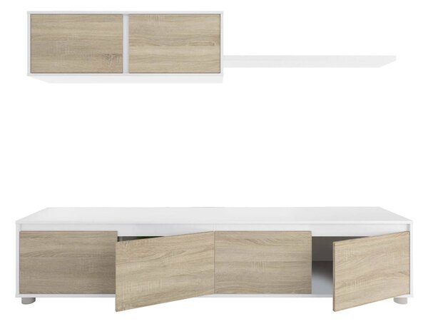 Mobile soggiorno moderno 200cm bianco e rovere - Amir