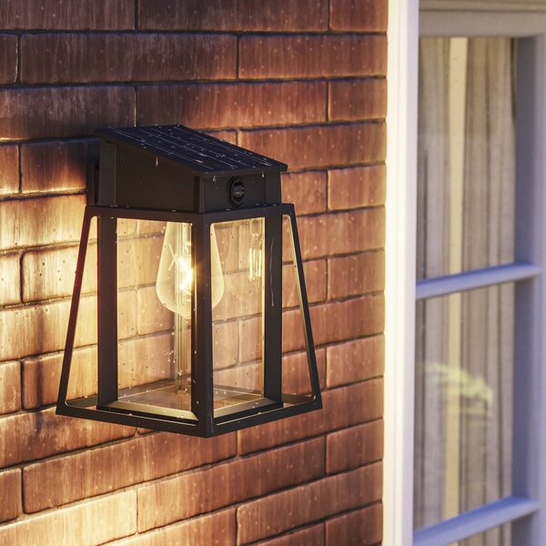 Philips Applique da esterno a LED Lysin UE, sensore, IP44, Nero, Metallo, Lampada solare da esterni