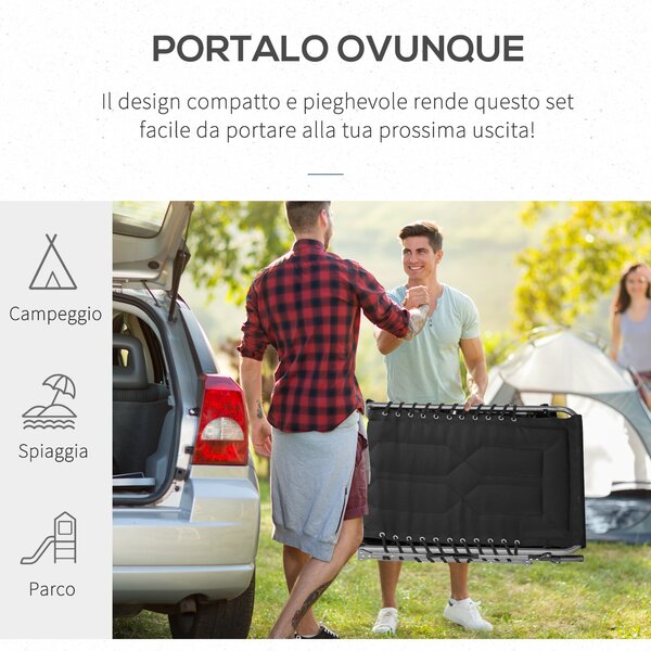 Outsunny Sdraio da Giardino con Schienale Regolabile su 5 Posizioni con Poggiatesta e Tasca Laterale, 188x57x30cm, Nera
