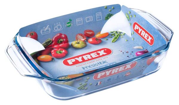 Glass pan thermo-resistant to cold -20 ° C and heat + 300 ° C. Large integrated handles for an easy and safe grip. Easy to carry. Suitable for microwave, oven and fridge-freezer. Dishwasher safe. Guaranteed for 10 years. Made in France