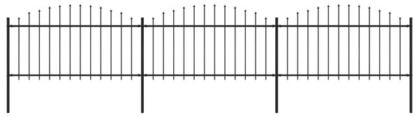 Recinzione Giardino Punta a Lancia (1,25-1,5)x5,1m Acciaio Nera