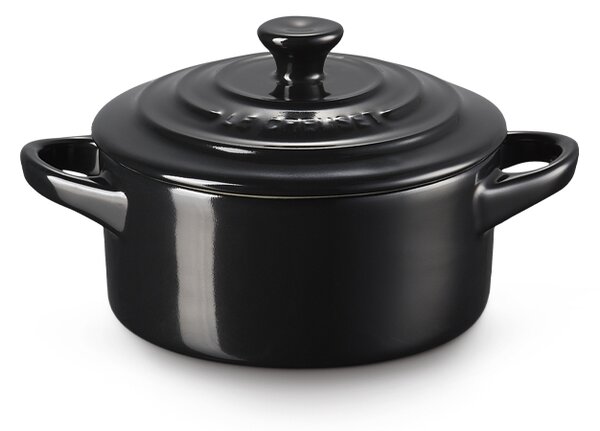 Le Creuset Mini Cocotte Rotonda 25 cl in Gres Vetrificato Nero Lucido