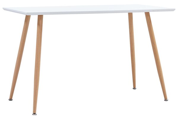 Tavolo da Pranzo Bianco e Rovere 120x60x74 cm in MDF