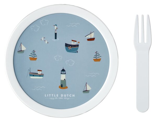 Portapranzo per bambini bianco/azzurro in plastica Sailors Bay by Little Dutch – Mepal