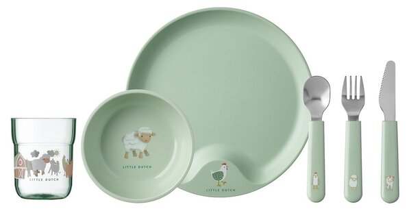 Posate per bambini verde chiaro/argentata in acciaio inox 3 pz Little Farm by Little Dutch – Mepal