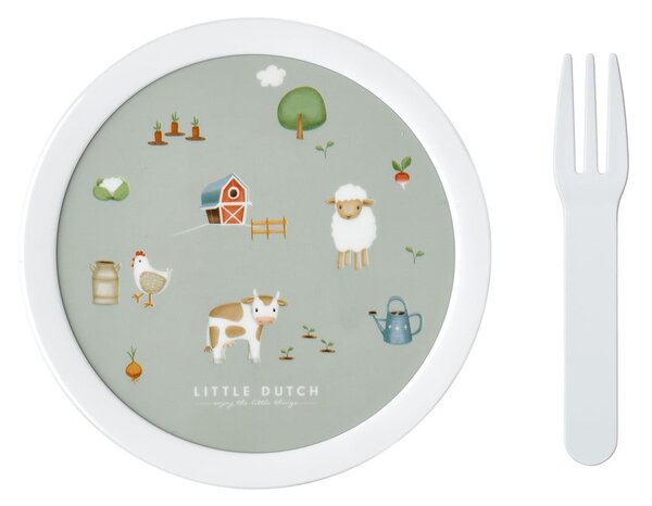 Portapranzo per bambini verde chiaro in plastica Little Farm by Little Dutch – Mepal