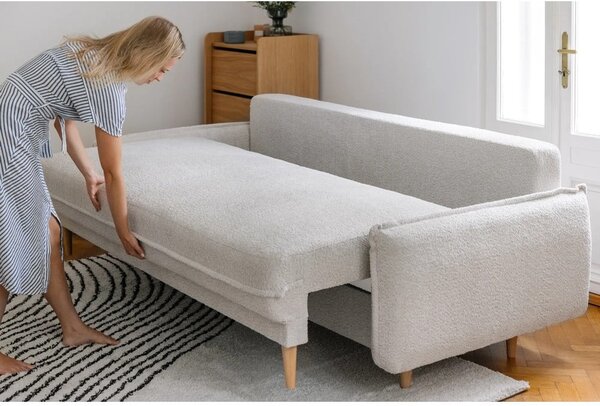 Divano letto in tessuto bouclé beige 215 cm Patti - Bonami Selection
