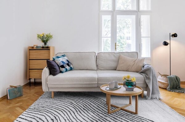 Divano letto in tessuto bouclé beige 215 cm Patti - Bonami Selection