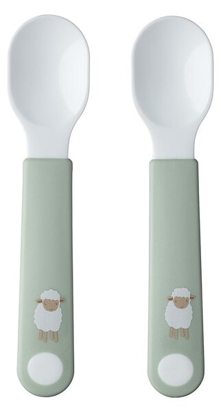 Set di cucchiai da bambini bianco/verde chiaro in plastica 2 pz Little Farm by Little Dutch – Mepal