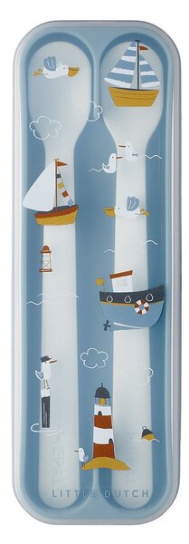Set di cucchiai da bambini bianco/azzurro in plastica 2 pz Sailors Bay by Little Dutch – Mepal