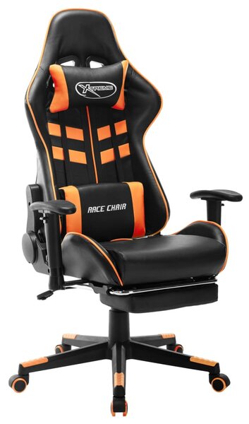 VidaXL Sedia da gioco con poggiapiedi in ecopelle nera e arancione