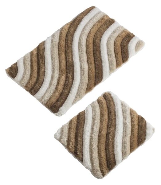 Set di 2 tappetini da bagno beige Colorful - Foutastic