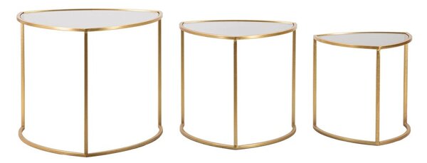 Tavolini rotondi in set di 3 con piano in vetro in oro ø 60 cm Triangle - Mauro Ferretti
