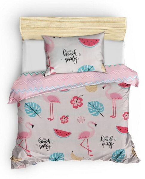 Set copripiumino e federa da bambini bianco/rosa per letto singolo 140x200 cm Kokteyl – Mijolnir