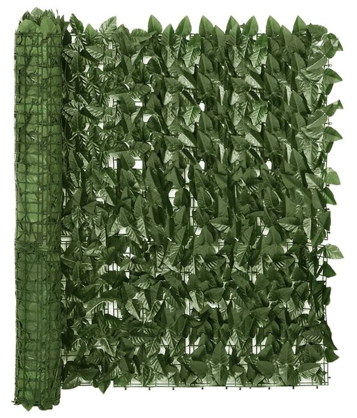 Paravento da Balcone con Foglie Verde Scuro 300x100 cm