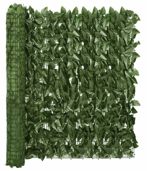 Paravento da Balcone con Foglie Verde Scuro 400x100 cm