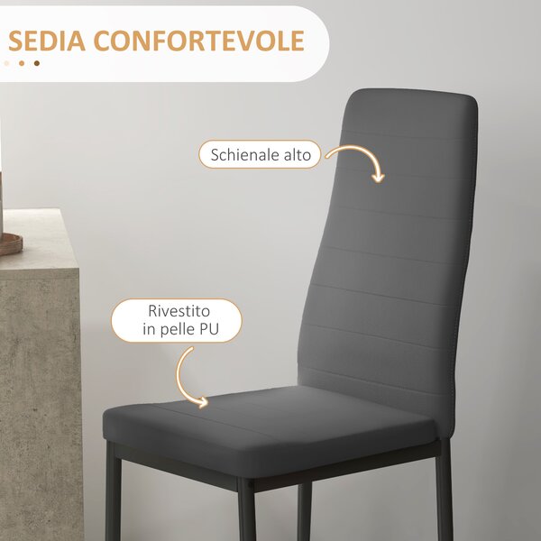 HOMCOM Set da Pranzo Moderno 3 Pezzi con Tavolo Cucina 80x80cm e 2 Sedie Eleganti Grigio per Arredare la Tua Cucina con Stile e Comfort |Aosom
