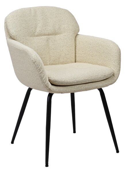 GEORGIA Crema (tessuto Monza 90) - MODERNA SEDIA IMBOTTITA BOUCLÉ PER SOGGIORNO/SALA DA PRANZO/UFFICIO LOFT