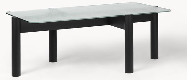 Tavolino da salotto in legno di faggio con piano in vetro Kob