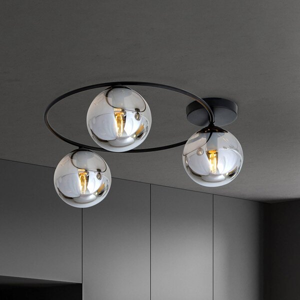 Plafoniera soffitto Ascella Euluna, dimmerabile, Nero, Soggiorno / Sala da pranzo, Metallo, Moderno, Plafoniera