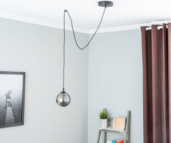 EMIBIG LIGHTING Lampada a sospensione in vetro Glassy, dimmerabile, Nero, Soggiorno / Sala da pranzo, Vetro, Moderno, Lampada a sospensione