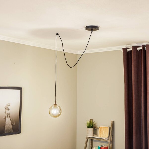 EMIBIG LIGHTING Lampada a sospensione in vetro Glassy, dimmerabile, Nero, Soggiorno / Sala da pranzo, Vetro, Moderno, Lampada a sospensione