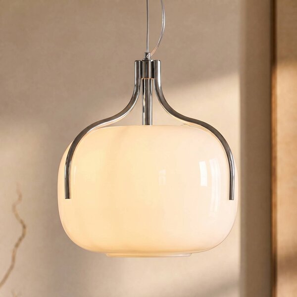 Lucande Lampada a sospensione Christo, dimmerabile, Bianco / Opale, Soggiorno / Sala da pranzo, Vetro, Design, Lampada a sospensione