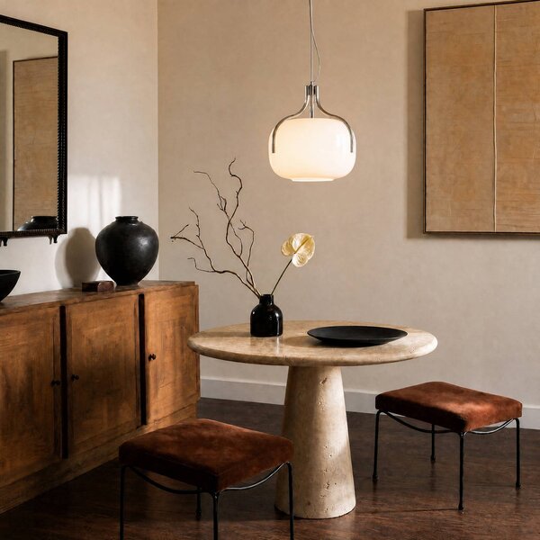 Lucande Lampada a sospensione Christo, dimmerabile, Bianco / Opale, Soggiorno / Sala da pranzo, Vetro, Design, Lampada a sospensione