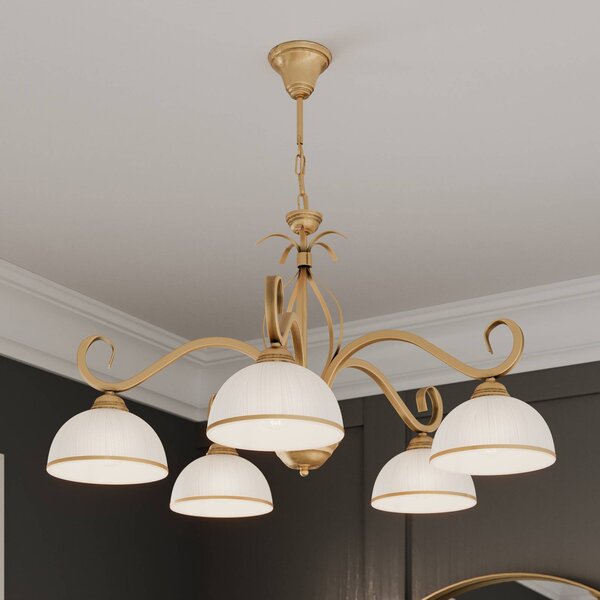 Lampada a sospensione Wivara 5 EMIBIG LIGHTING, dimmerabile, Ottone / Oro, Soggiorno / Sala da pranzo, Metallo, Antico, Lampada a sospensione