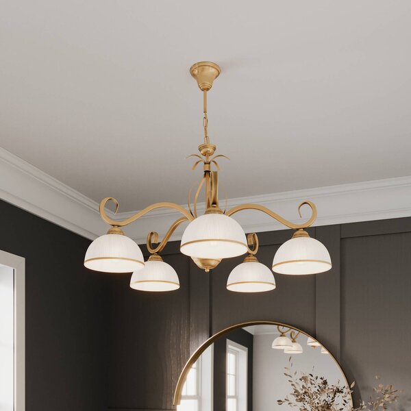 Lampada a sospensione Wivara 5 EMIBIG LIGHTING, dimmerabile, Ottone / Oro, Soggiorno / Sala da pranzo, Metallo, Antico, Lampada a sospensione