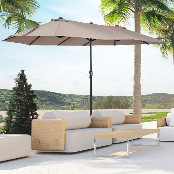 Outsunny Ombrellone da Giardino Doppio con Apertura a Manovella, Acciaio e Poliestere, 460x270x240cm|Aosom