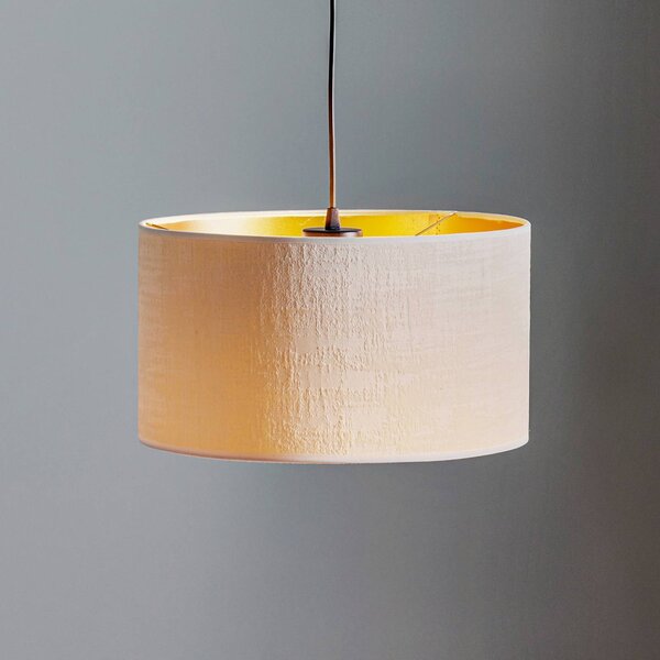 EMIBIG LIGHTING Lampada sospensione Jari stoffa 1 luce, bianco-oro