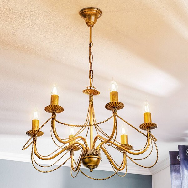 Lampadario a soffitto Tori 6 EMIBIG LIGHTING, dimmerabile, Ottone / Oro, Soggiorno / Sala da pranzo, Metallo, Antico, Lampadario