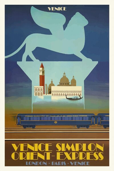 Riproduzione Vintage Travel Poster Venice Orient Express