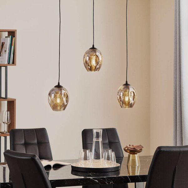 EMIBIG LIGHTING Lampada a sospensione in vetro Starla, dimmerabile, Nero, Soggiorno / Sala da pranzo, Vetro, Moderno, Lampada a sospensione