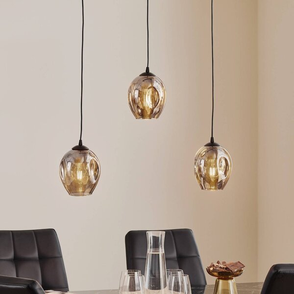 EMIBIG LIGHTING Lampada a sospensione in vetro Starla, dimmerabile, Nero, Soggiorno / Sala da pranzo, Vetro, Moderno, Lampada a sospensione