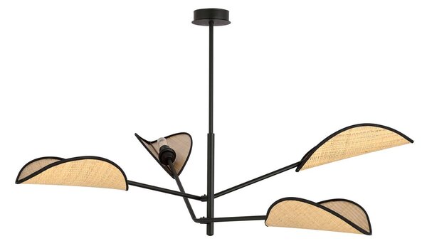 EMIBIG LIGHTING Lampada sospensione Vene, nero/look rattan, 4 luci