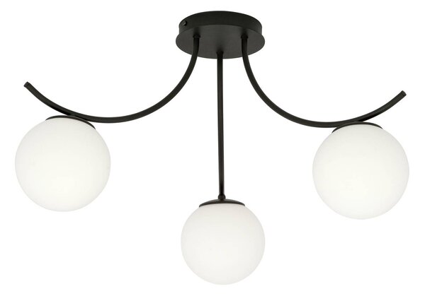EMIBIG LIGHTING Plafoniera Boston, nero/opale, 3 luci