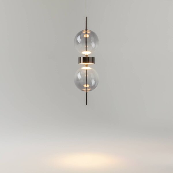 Maytoni Lampada a sospensione DOUBLE MOON, Alluminio / Grigio / Zincato, Soggiorno / Sala da pranzo, Vetro, Moderno, Lampada a sospensione