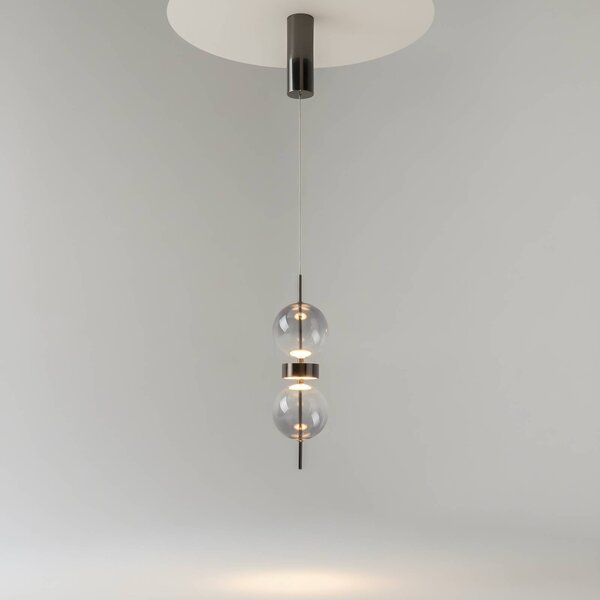 Maytoni Lampada a sospensione DOUBLE MOON, Alluminio / Grigio / Zincato, Soggiorno / Sala da pranzo, Vetro, Moderno, Lampada a sospensione