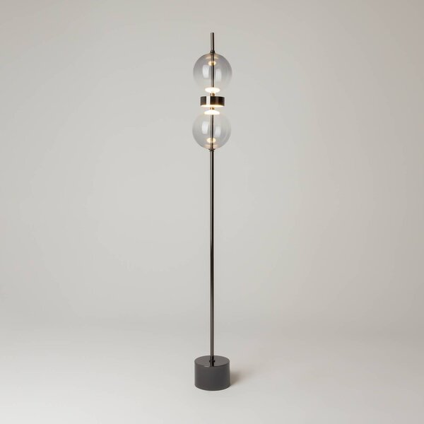 Maytoni Lampada da terra DOUBLE MOON, dimmerabile, Alluminio / Grigio / Zincato, Soggiorno / Sala da pranzo, Metallo, Moderno, Lampada da terra