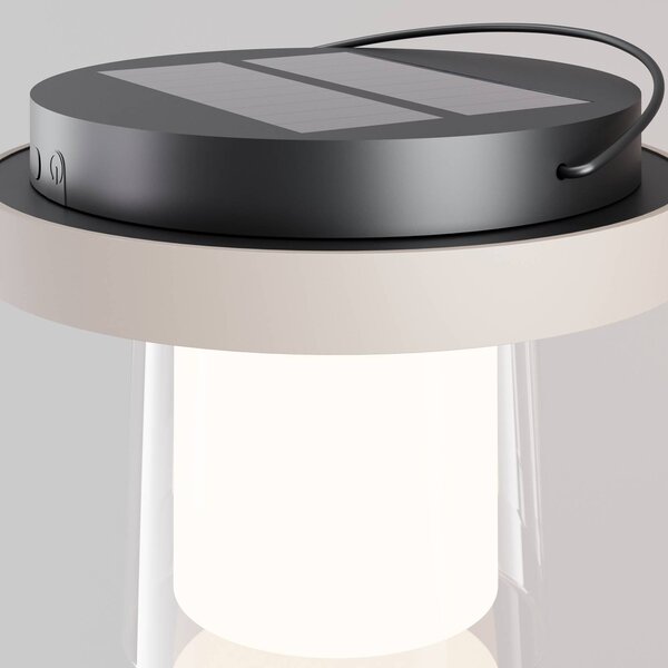 Maytoni Lampada da tavolo LED e solare Lantra, bianca, altezza 10 cm, IP44 dimmerabile, Bianco / Opale, Soggiorno / Sala da pranzo, Plastica, Moderno