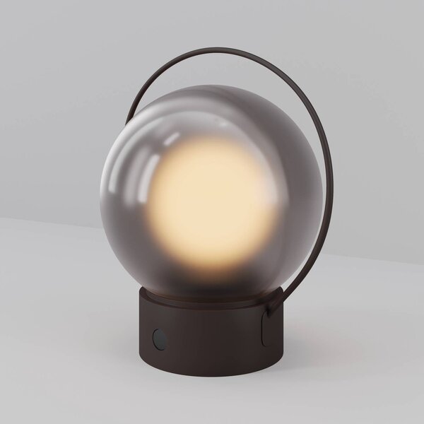 Maytoni Lampada da tavolo LED ricaricabile Elyra, marrone, altezza 20 cm, IP54, dimmerabile, Marrone / Ruggine, Soggiorno / Sala da pranzo, Vetro, Moderno